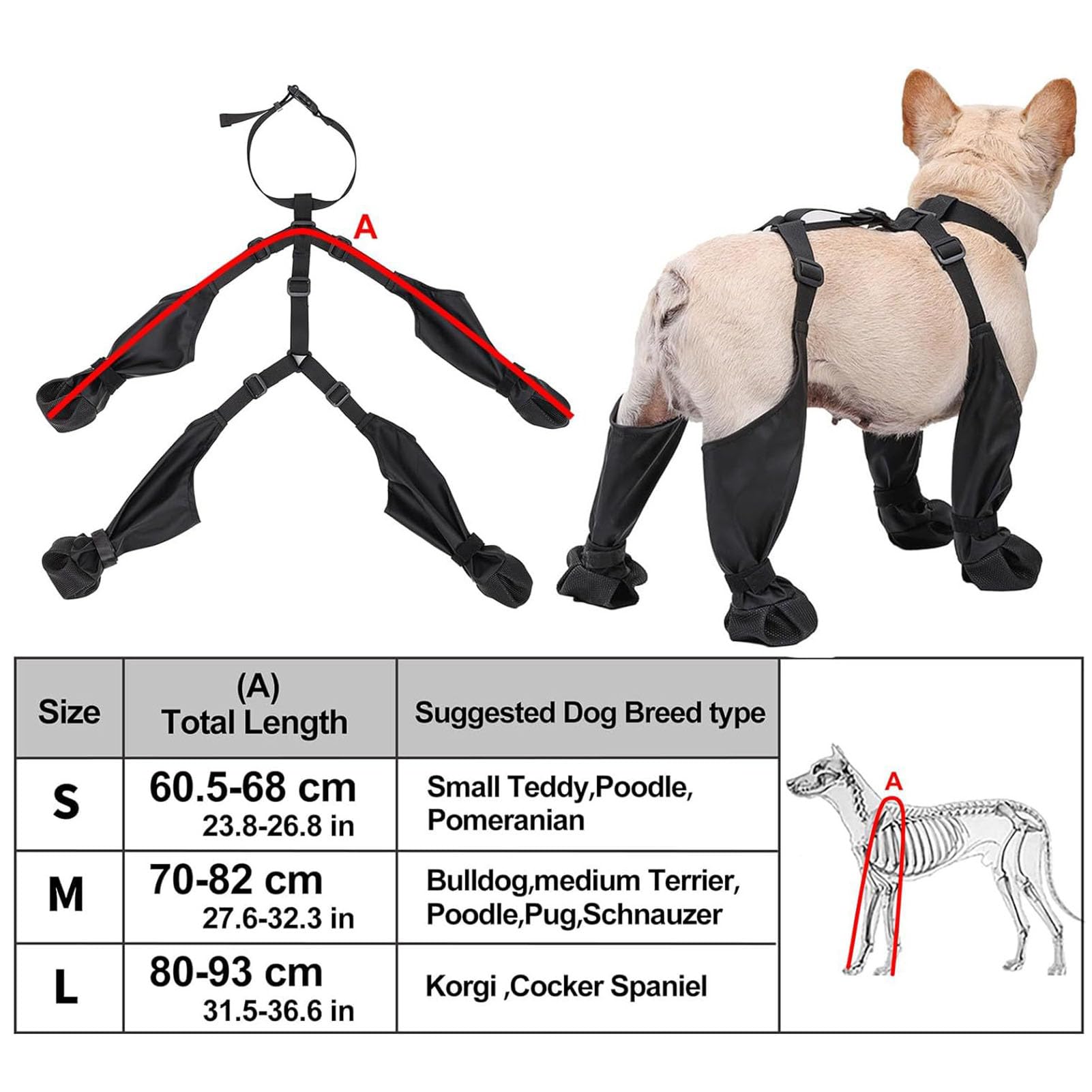 Stivali per Cani con Leggings, Stivali per Zampe per Cani da Esterno, Scarpe Impermeabili per Cani per Passeggiate Invernali all'aperto in Giornate Innevate (S)