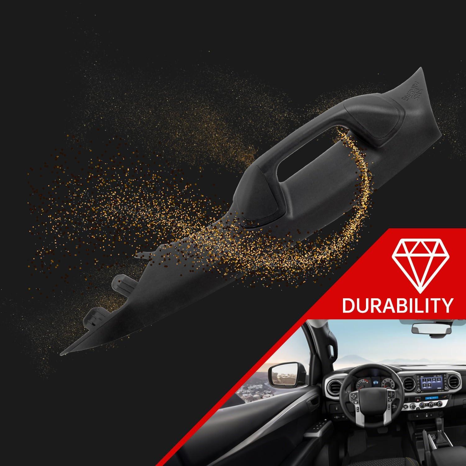 Driver Side A-Pillar Grab Handle Fits 2016-2023 Toyota Tacoma 3rd Gen, OEM-Style Texture Grab Bar Upgrade, Compatible with 2016-2023 Tacoma Interior Mods, Replaces Interior Pillar Trim (Matte Black)