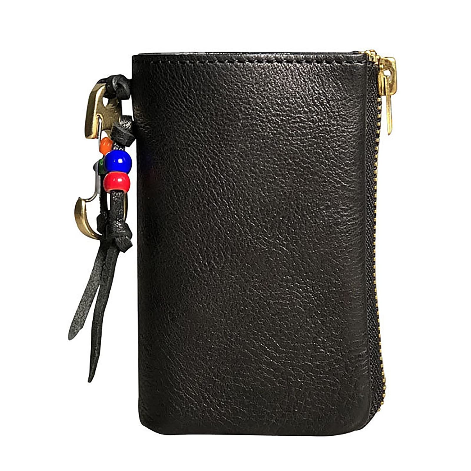 Étui à clés de Voiture Cuir Matériel Clé De Voiture Sac Hommes Vintage Cuivre Zip pour Hommes et Femmes
