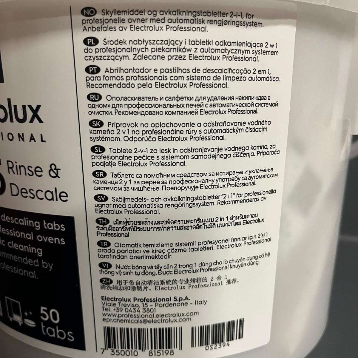 Electrolux C25 Rinse & Descale - Confezione da 50 Pastiglie Brillantante e Disincrostante in Bustine Monouso