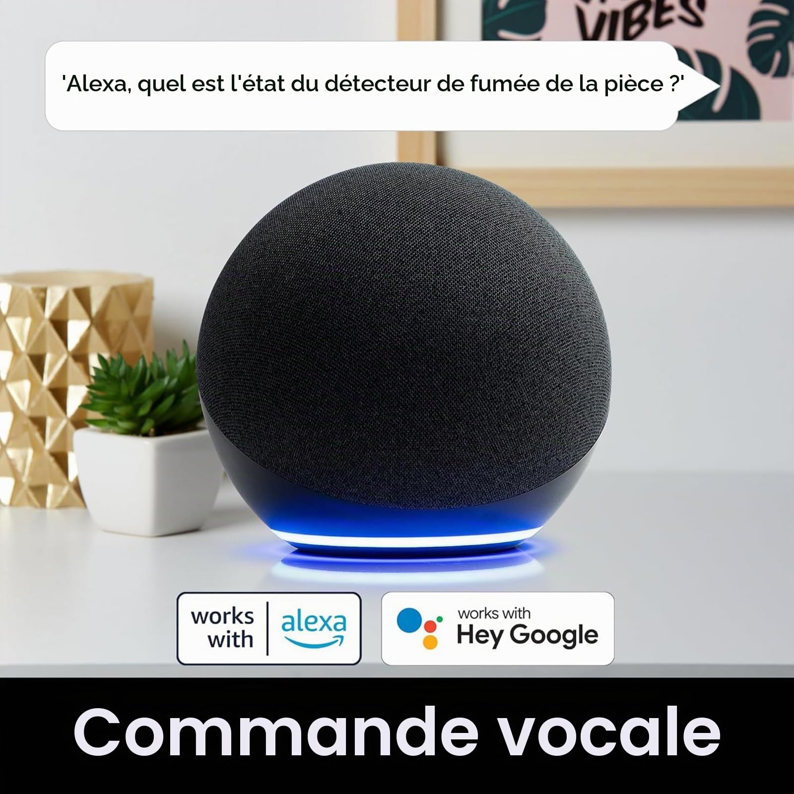 Détecteur de fumée Intelligent, Alarme Incendie, Alarme de fumée avec capteur photoélectrique avancé, Surveillance à Distance Via app avec Batterie de 10 Ans de durée de Vie, Alarme de 85 DB. 4PCS