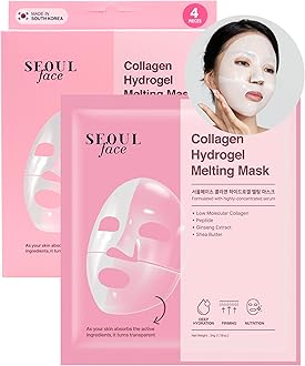 DERMAL Collagen Hydrogel Melting Mask (4 Pack) - Korean Overnight Face Mask for Glassy Skin & Pore Care - Deep Hydration Jelly Gel Sheet with 300Da Low Molecular Collagen - K-Skincare Ritual