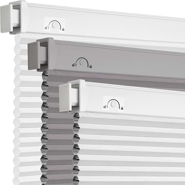 Grandekor No Drill No Tools Cordless Cellular Shades,Blackout,Honeycomb ...