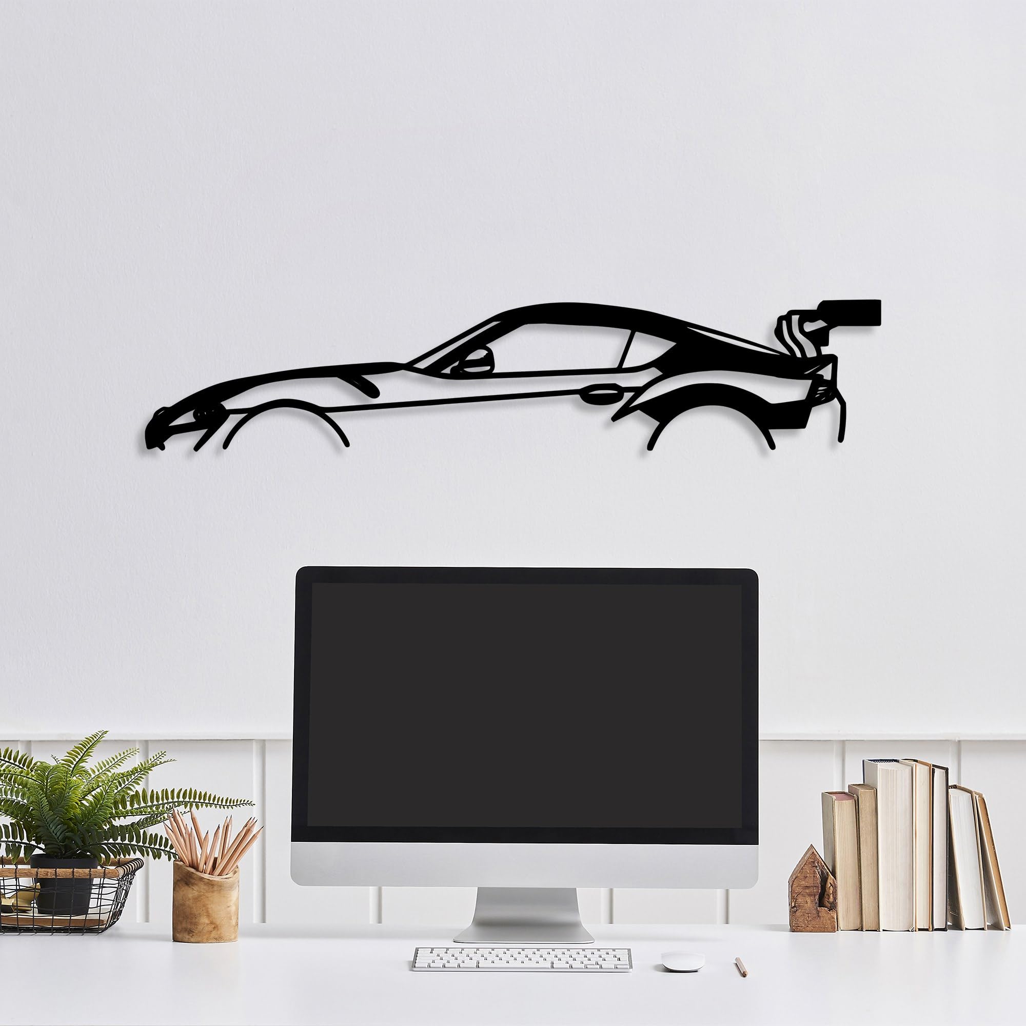 Accessoire mural en métal noir 70x14 cm conçu en acier durable de 1,5 mm