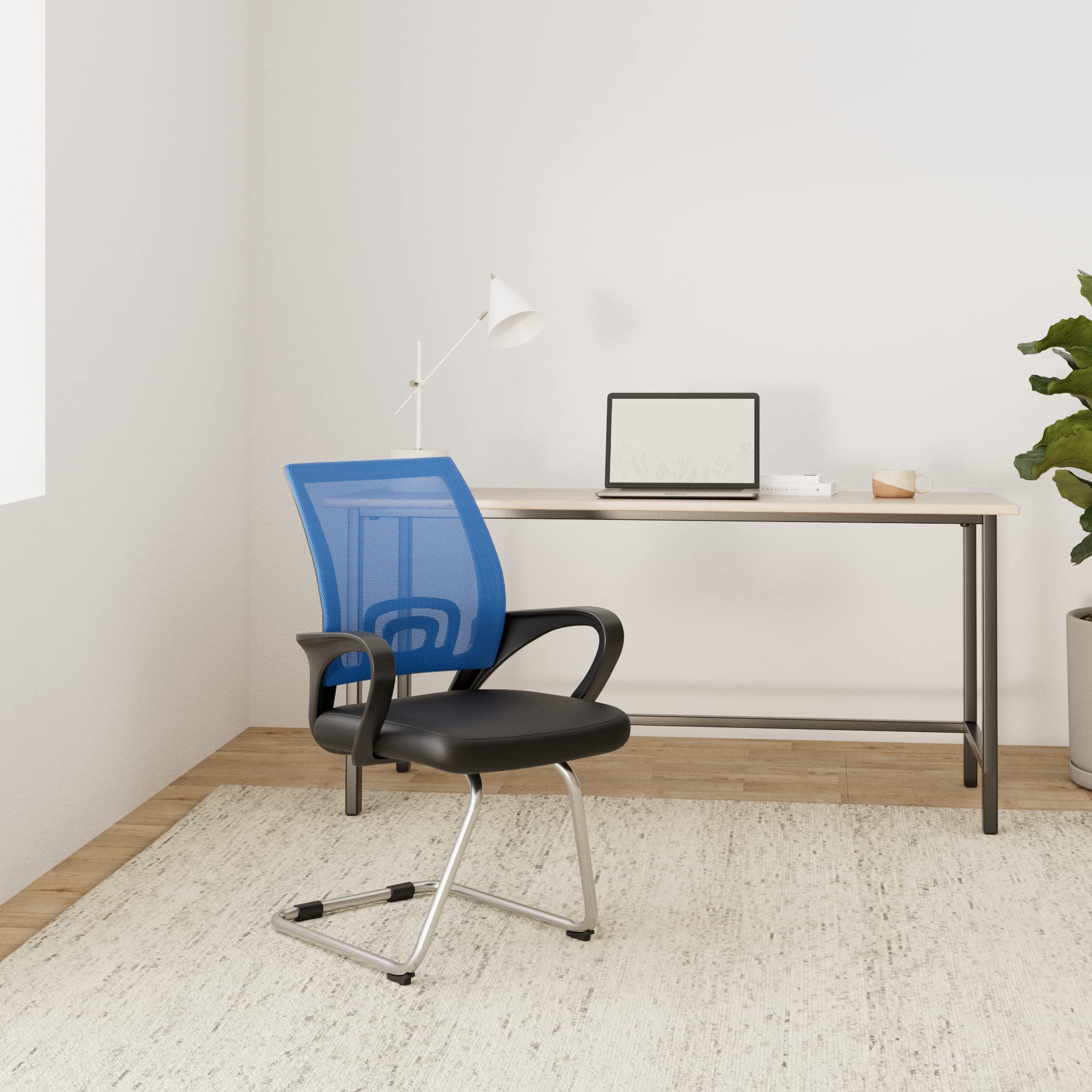 CLP Silla De Conferencia Eureka En Estilo Cantilever Eureka I Silla de Oficina Moderna con Reposabrazos & Sin Ruedas Color:Azul