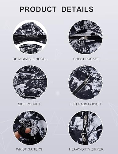 Miniatura 5 de Conjunto de chaqueta y pantalones de esquí para hombre, impermeable, aislado, traje de nieve acolchado para esquí, motos de nieve, senderismo,