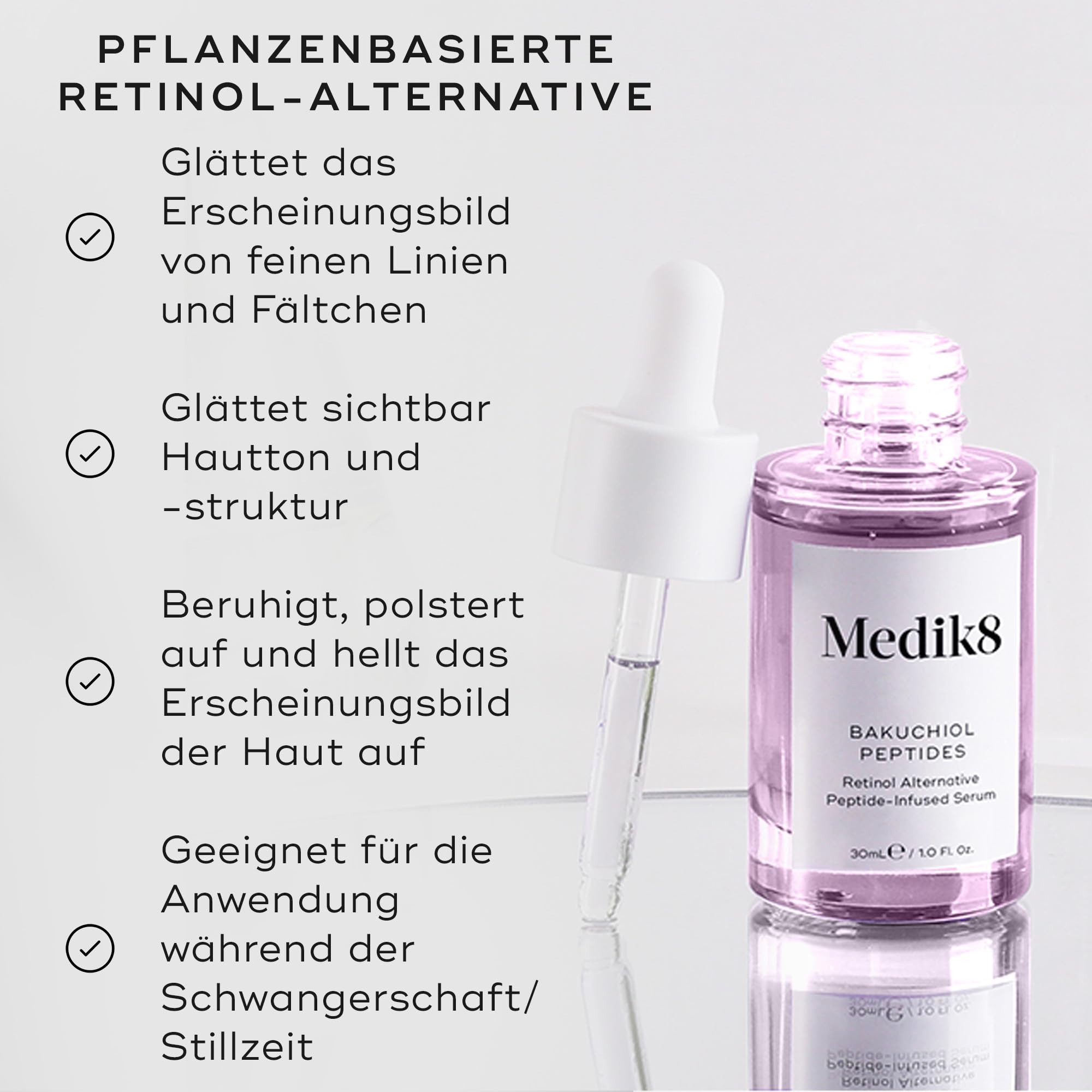 Medik8 Bakuchiol Peptides, Retinol-Alternative – Serum mit Peptiden – 30 ml | 1,25% Bakuchiol – eine pflanzliche Retinol-Alternative, geeignet für die Schwangerschaft, gegen Anzeichen der Hautalterung