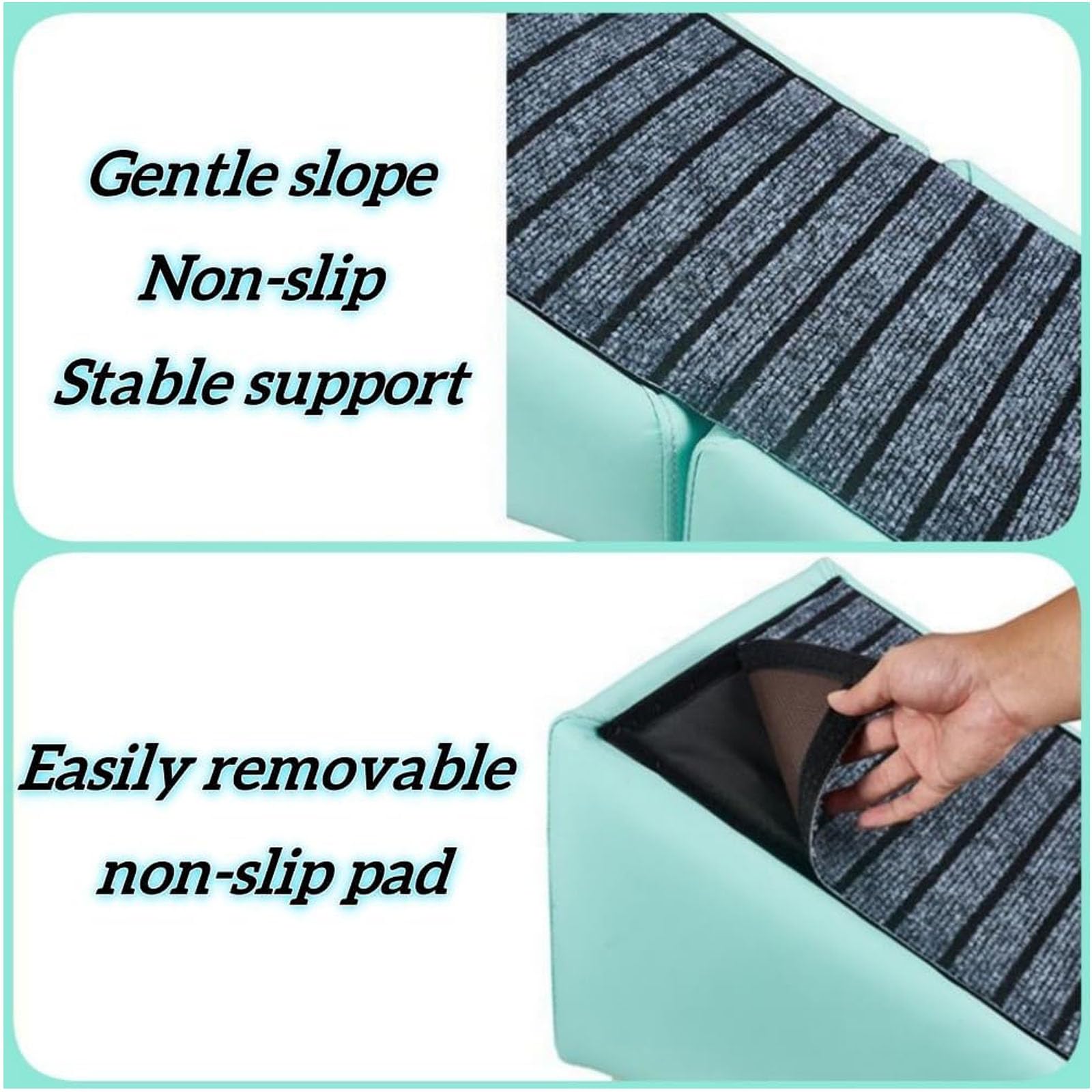 Rampa/Pouf per Cani 2 in 1, Sgabello Pieghevole con Tappetino Antiscivolo Rimovibile, scaletta per Animali Domestici in Similpelle per Cani Giovani, feriti e Anziani