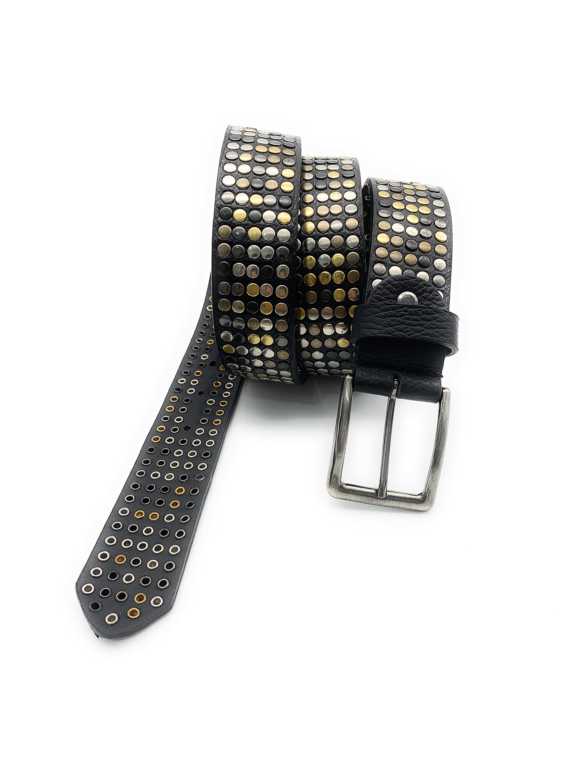 PASSIONE Cintura con Borchie in Vera pelle - Nera - Borchie multicolor