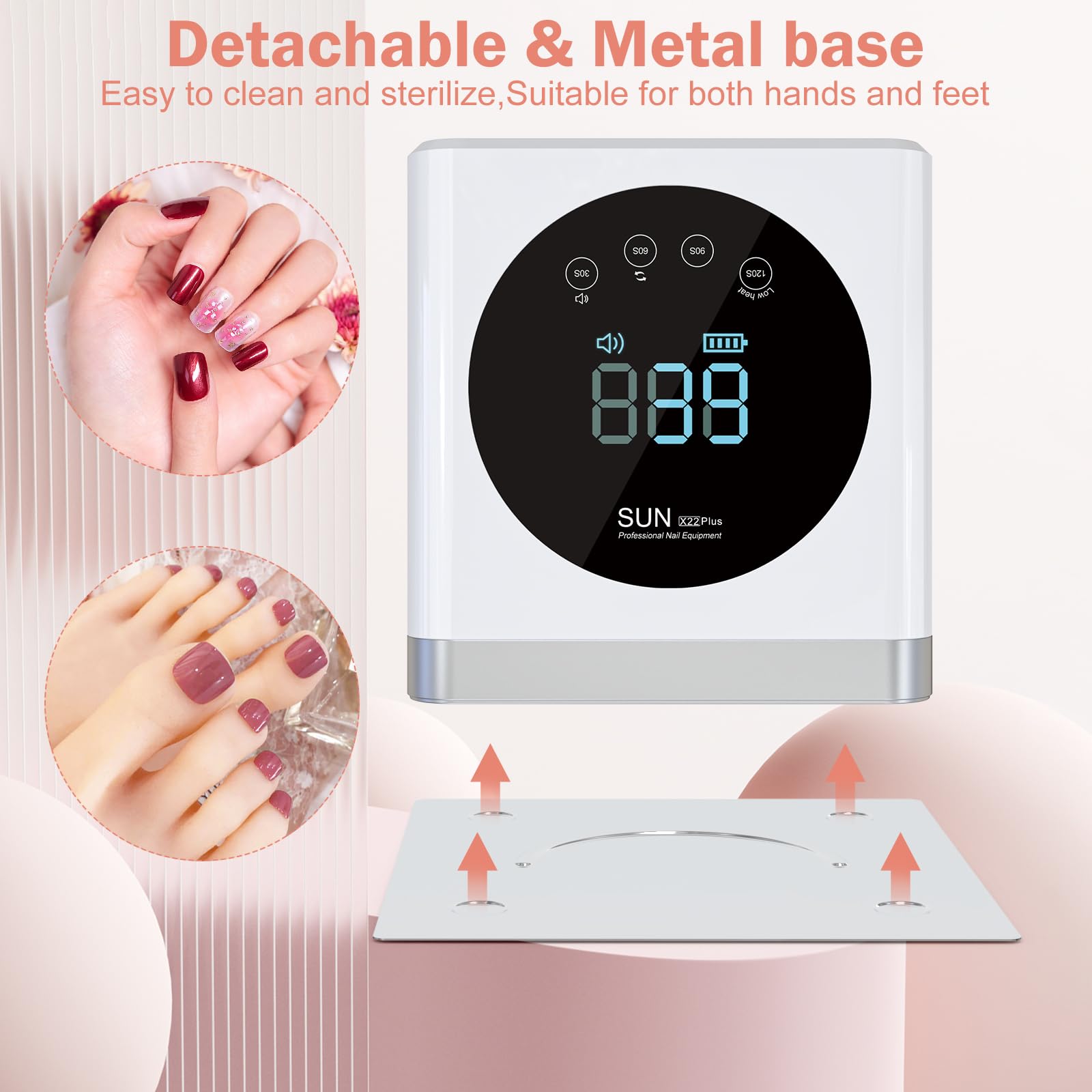 NAILGIRLS Lampade UV Per Unghie, Lampada LED UV per Unghie Ricaricabile 150 W,Portatile Lampada per Unghie Senza Fili Fornetto Unghie 4 Timer Sensore Automatico, Asciuga Unghie per Manicure Pedicure