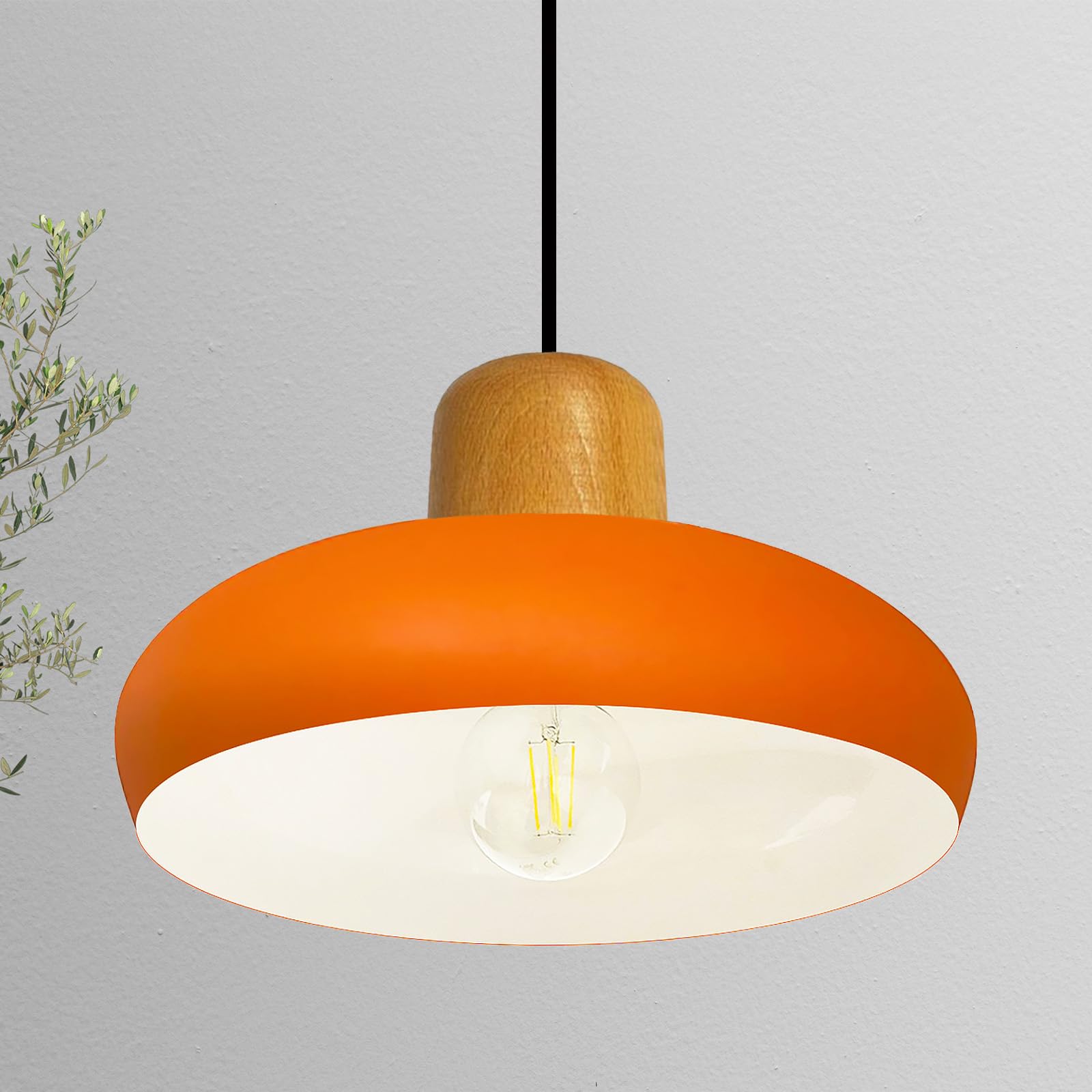 bamyum Androa Industrial Ceiling Light Ø40 cm Metal Ceiling Lamp Lighting Fixture Mid Century Modern Lamp Modern Chandeliers Vintage Light, Orange — image 1