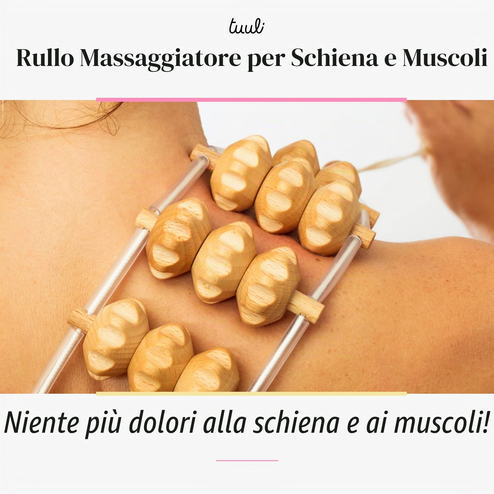 Tuuli Accessories Rullo Massaggiatore per Schiena Massaggio Legno 120 cm (40 x 7 cm Superficie di Rotolamento)