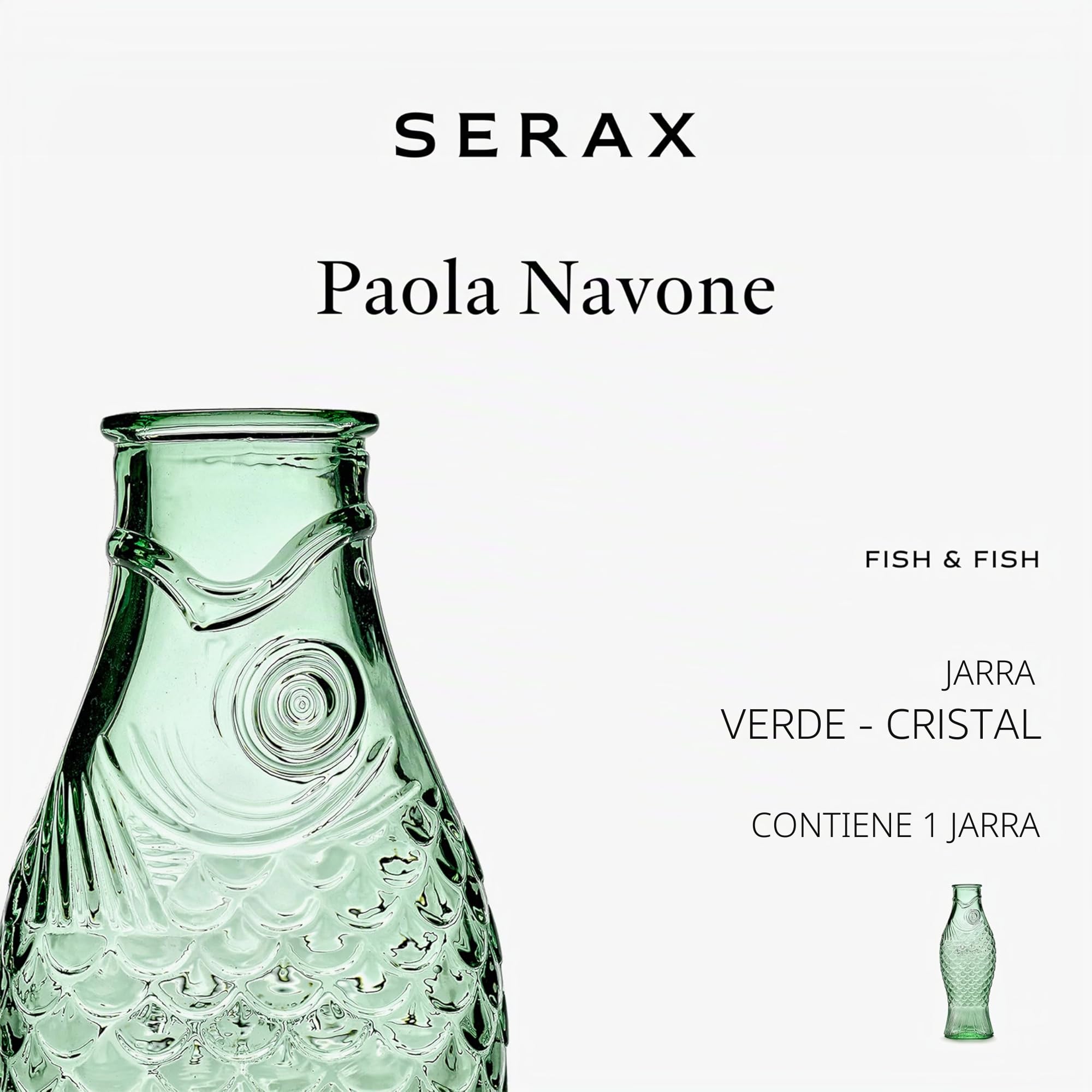 Botella "Fish " de cristal transparente 1L Paola Navone