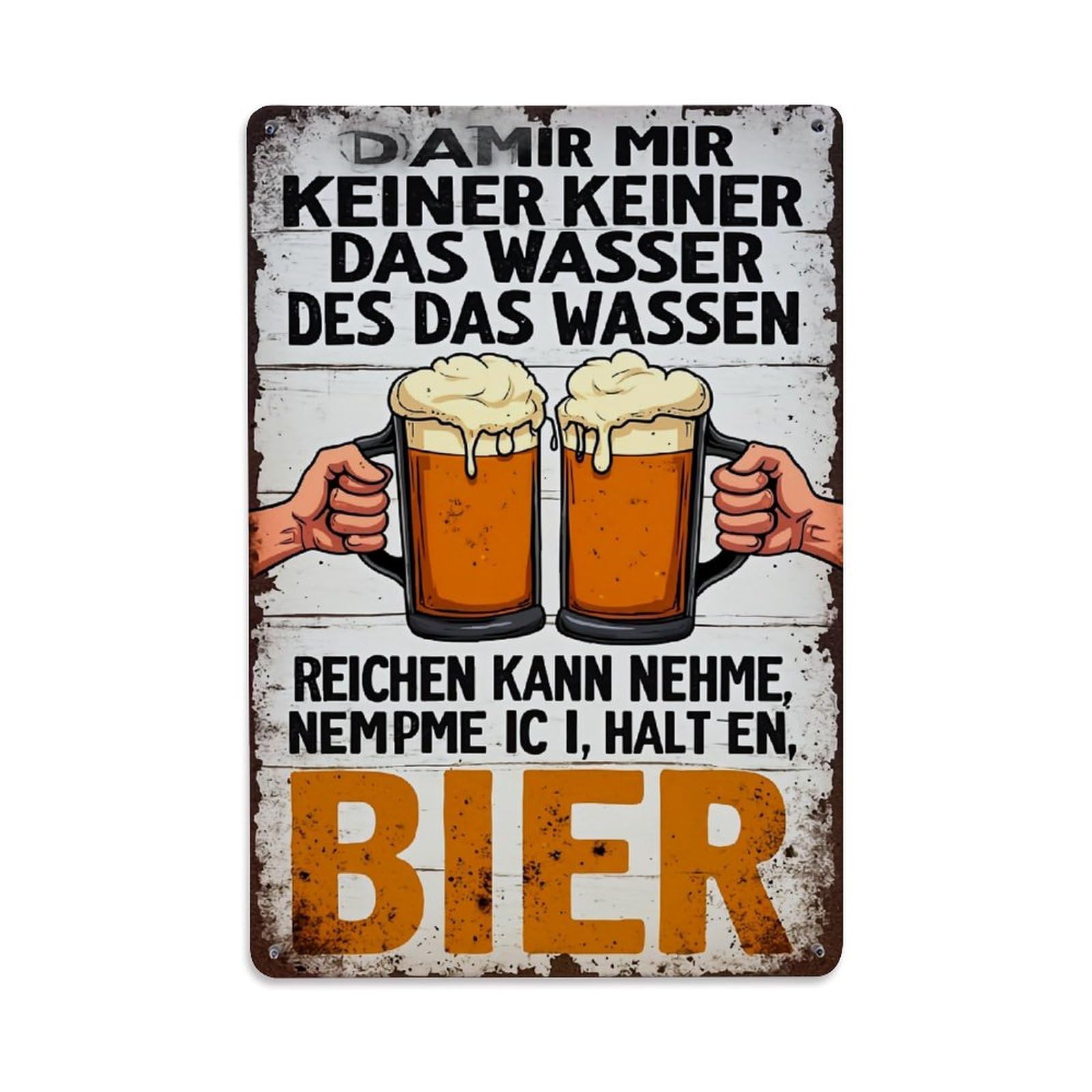 Beer Mugs Clinking Hands Text Retro Metal Tin Sign, Vintage Decor Art Poster for Bar, Home, Man Cave, Kitchen, Laundry Room Gift 8x12Inch