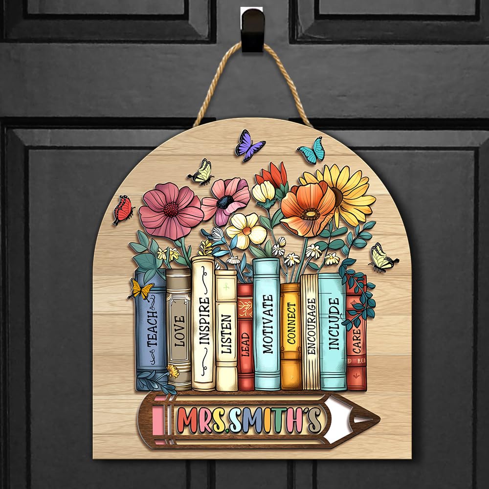 CHILLGEN Personalized Welcome Door Sign for Classroom - Custom Teacher Name Sign, Classroom Door Sign, Back To School Decoration, Teacher Signs for