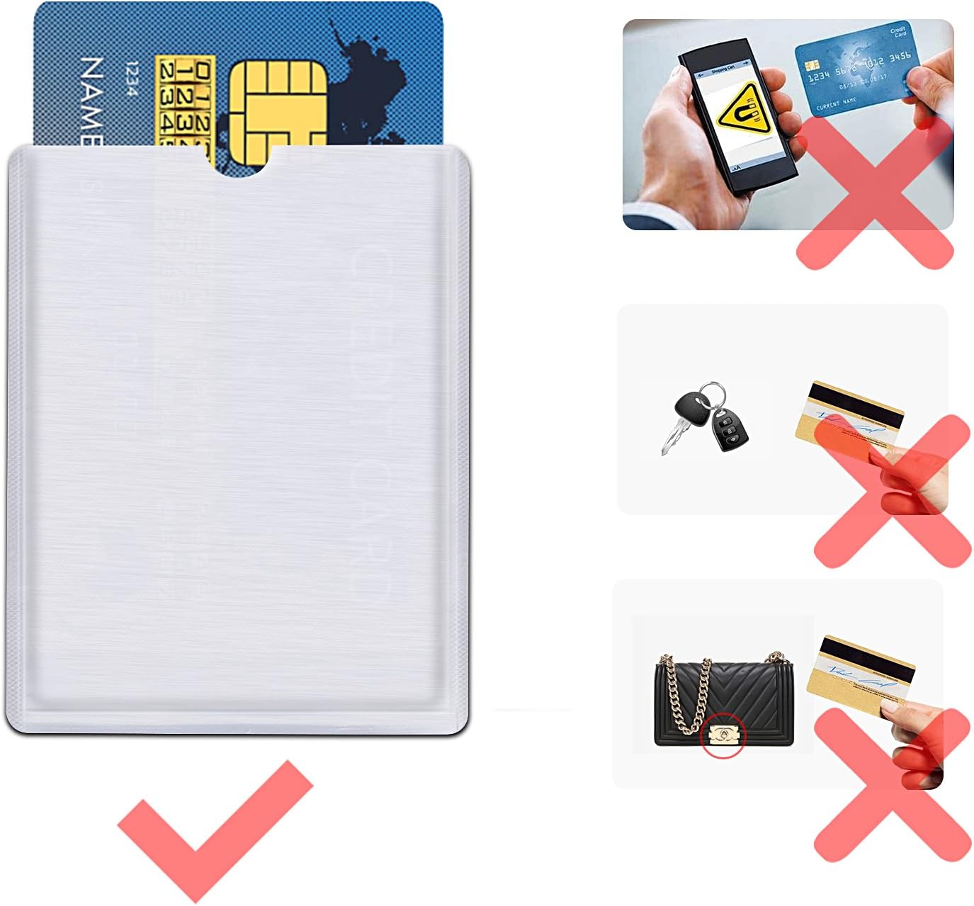 TecUnite 30 Pieces Unisex RFID Blocking Sleeves, Identity Theft Protection Sleeves Including 24 Credit Card Holders and 6 Passport Protectors