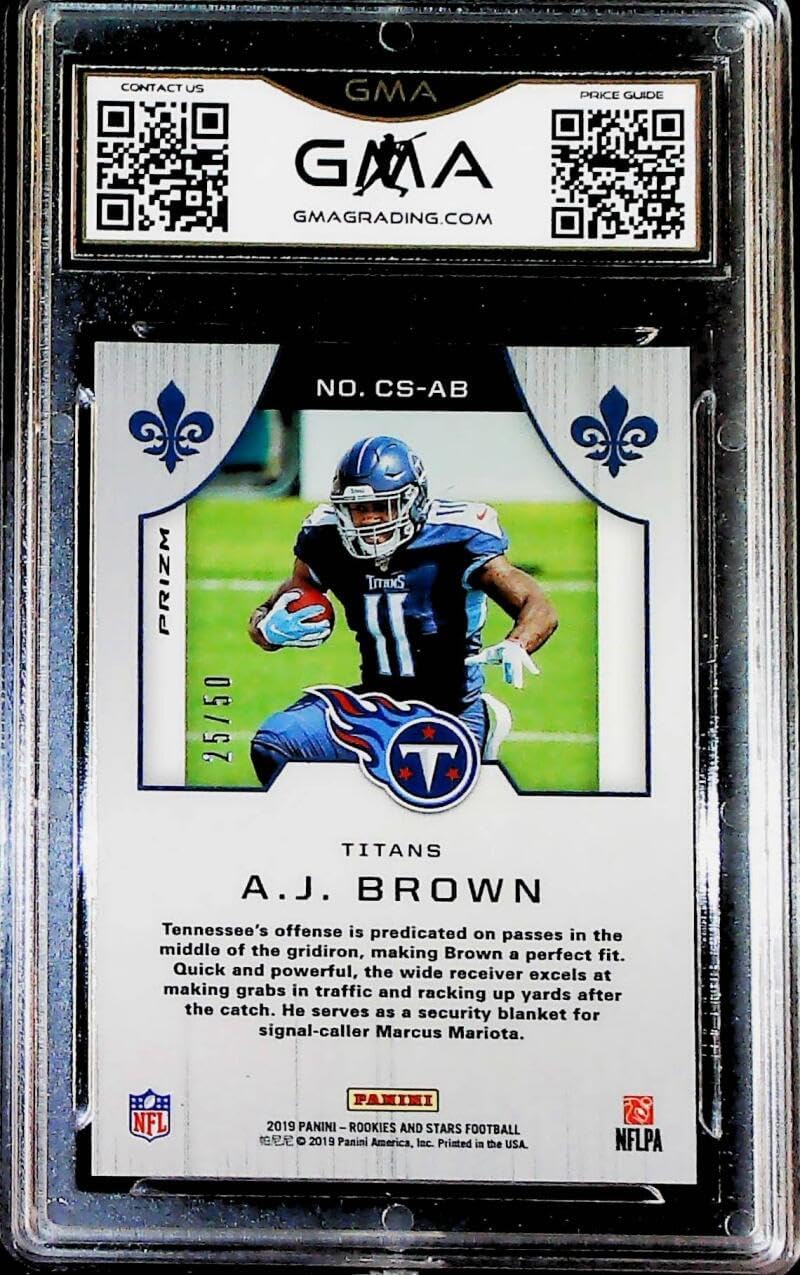 2019 Panini Rookies and Stars Football Crusade Pink Prizm 25/50#CS-AB A.J. Brown Tennessee Titans RC Rookie GMA 10 GEM MINT Trading Card