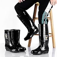 Vista 4 de Botas de lluvia largas para hombre, botas de pesca impermeables y cómodas, botas de cubierta de PVC antideslizantes, botas duraderas y transpirables