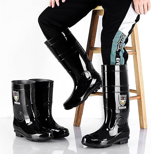 Miniatura 4 de Botas de lluvia largas para hombre, botas de pesca impermeables y cómodas, botas de cubierta de PVC antideslizantes, botas duraderas y transpirables