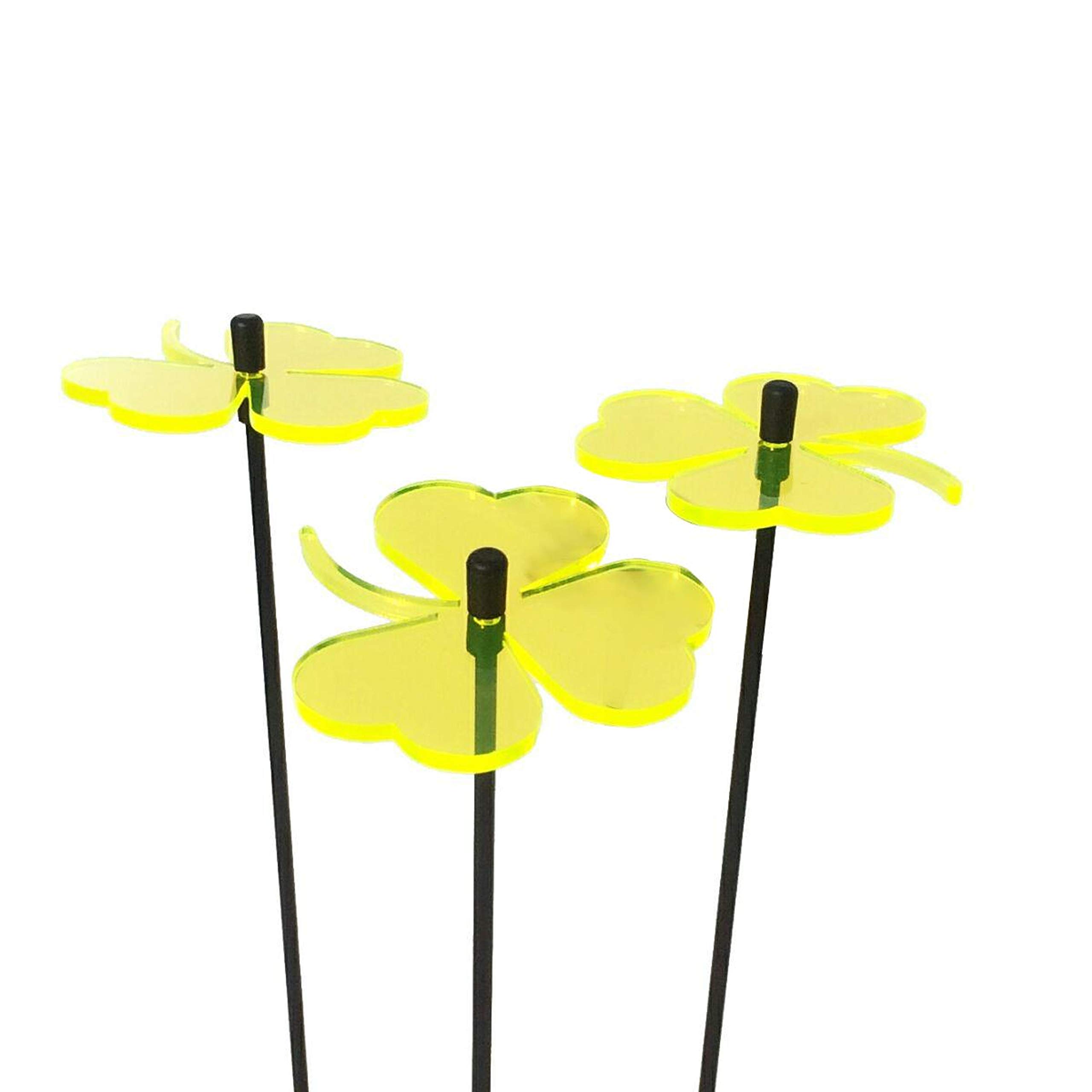 Shamrocks SunCatcher Garden Decor Ornaments Set of 3 Decorative Garden Stakes or Table Decor 25cm/10 inches high Patio Yard Gardeners Gift, Colour:fluorescent Yellow — image 1