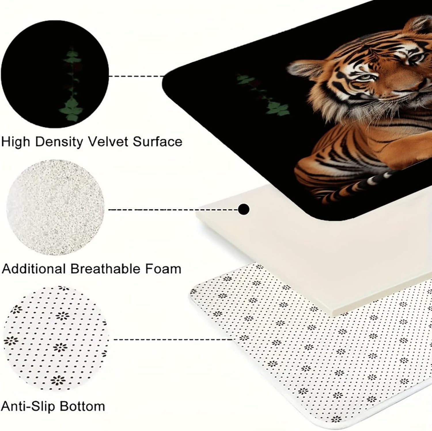 with Tiger and Paws Kitchen Rugs Sets of 3 Non Slip Kitchen Mats for Floor Farmhouse Kitchen Sink Mat Thick Comfort Standing Mat for Laundry Room Hallway Bathroom