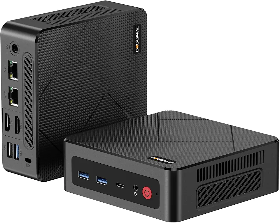 BOSGAME E4 Mini PC, Ryzen 5 3550H Mini Computers, 16GB DDR4 512GB PCIe SSD, Dual RJ45 LAN, 4K Triple Display, USB-C & USB 3.2, Wi-Fi 5 & BT 5.0, Desktop Computers for Office, Home, Streaming