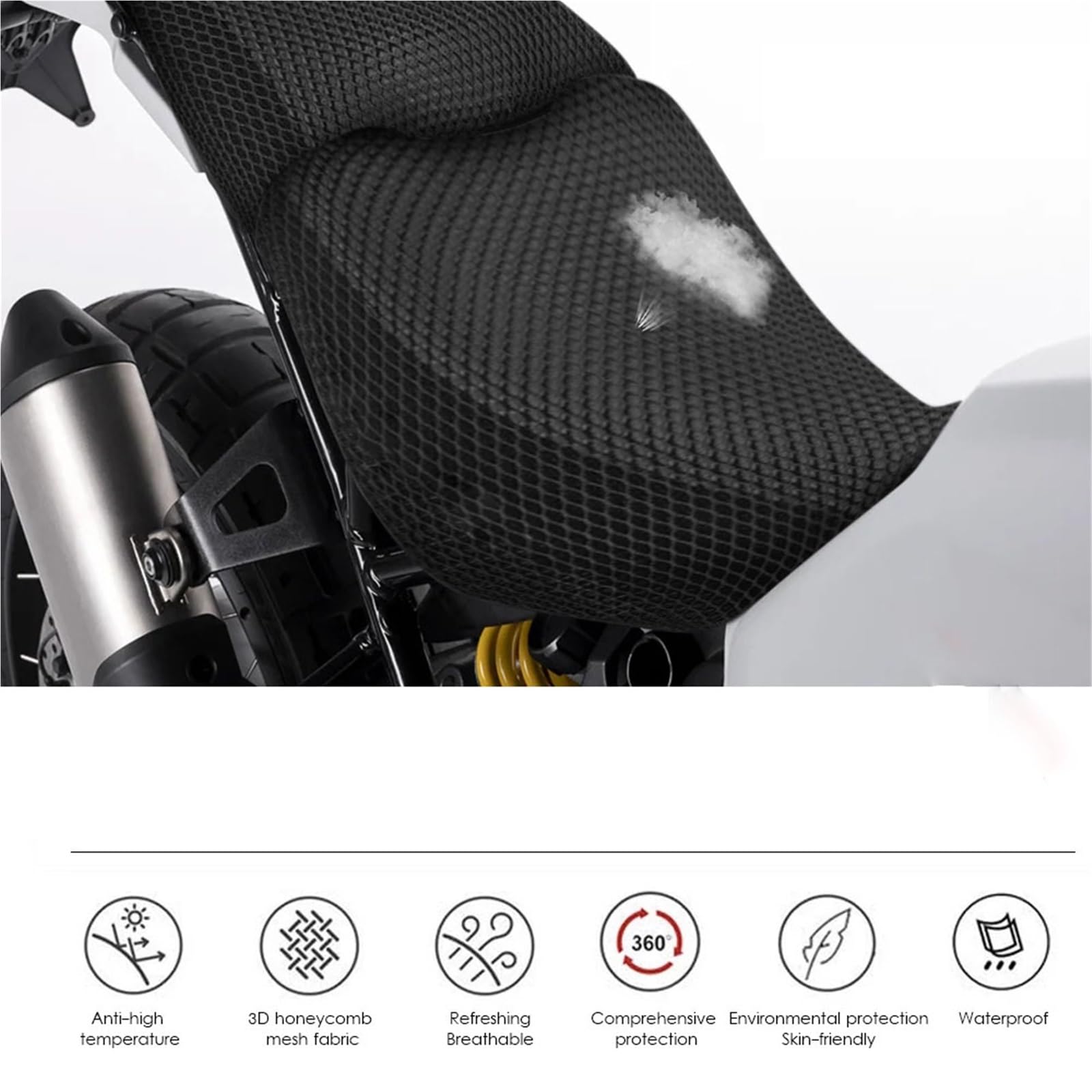 Cuscino Di Protezione In Rete A Nido D'ape Con Flusso D'aria Per Ducati DesertX Coprisedile Isolato Per Moto Accessori Antiscivolo In Nylon