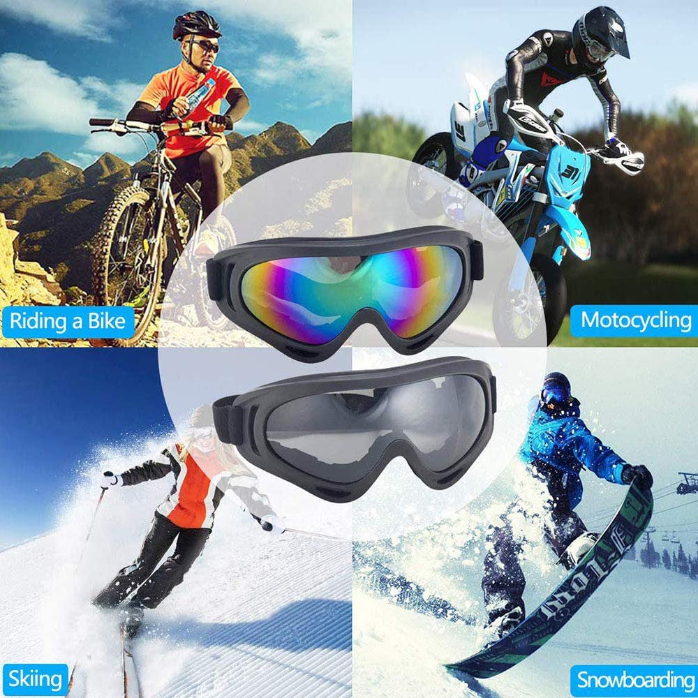 2 Pièces Lunettes de Ski de Plein Air, Lunette de Ski Homme & Femme, Ajustable Brise-vent Protection UV PC ère Lunettes de Neige pour Le Ski pour l'Alpinisme, Le Ski, Le Surf (Coloré, Gris)