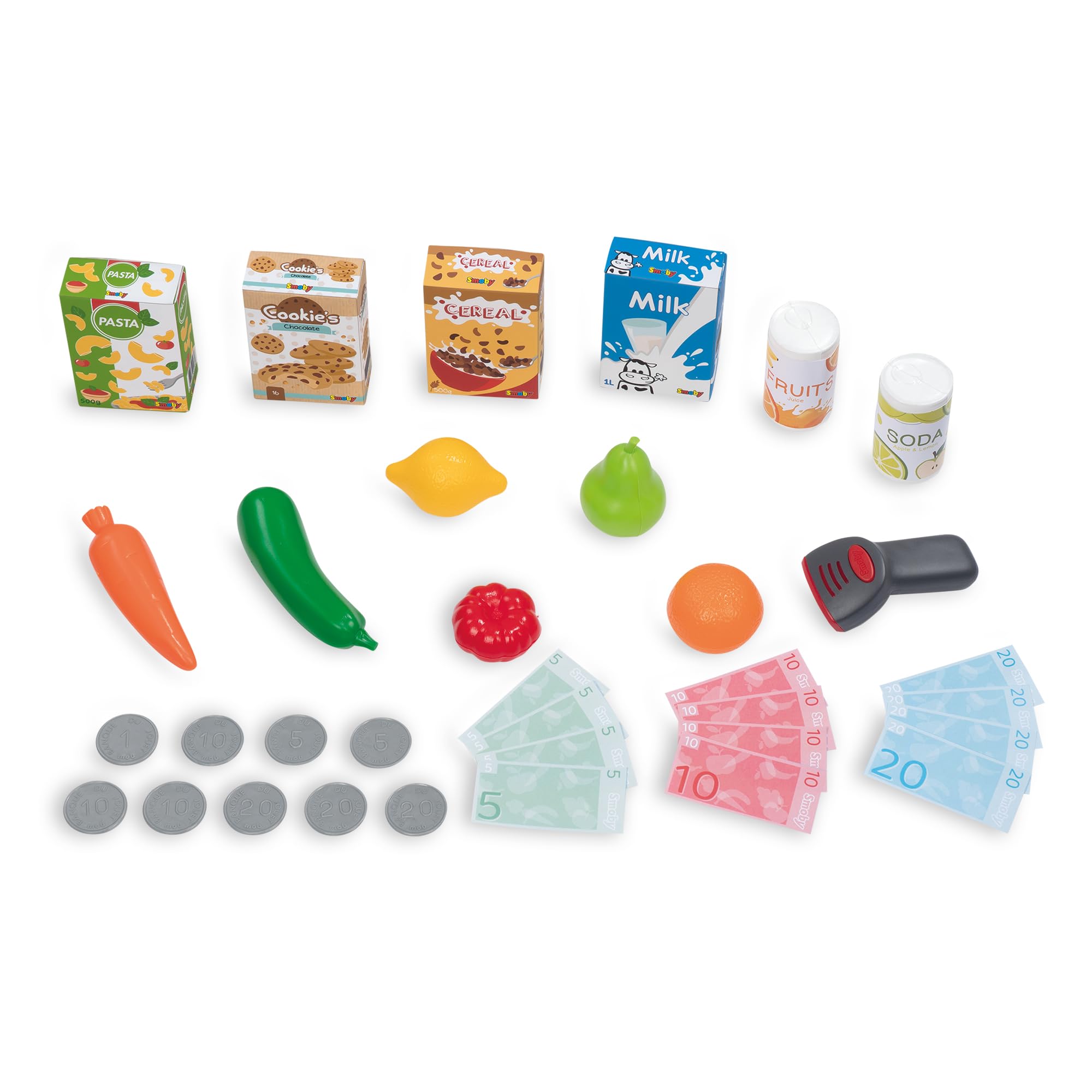 Smoby - Market con Carrello, 7600350238, +3 Anni, Cassa con Lettore Codici a Barre, 34 Accessori, luci e Suoni