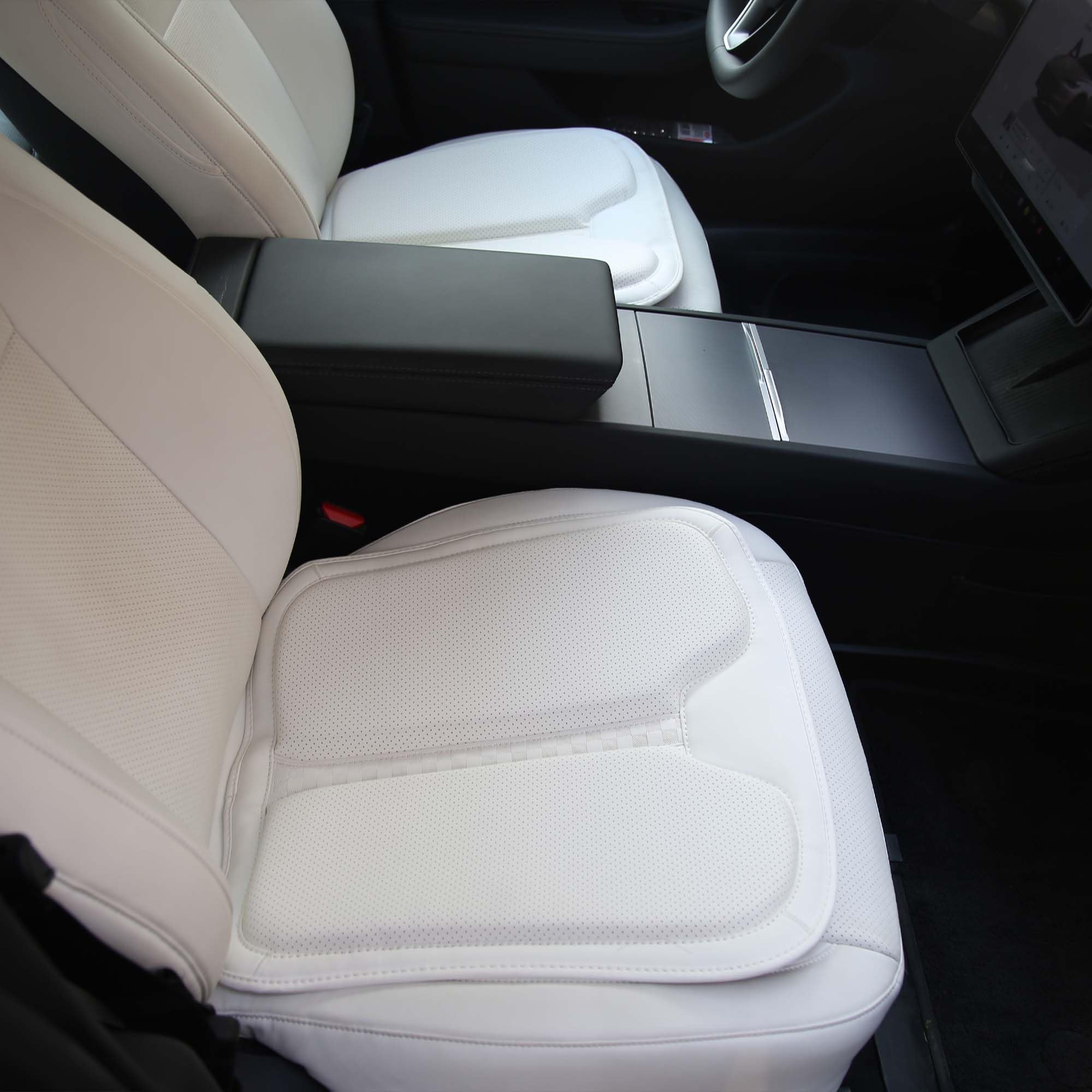 Coussin de siège d'auto pour longs trajets en cuir nappa blanc et mousse à mémoire de forme