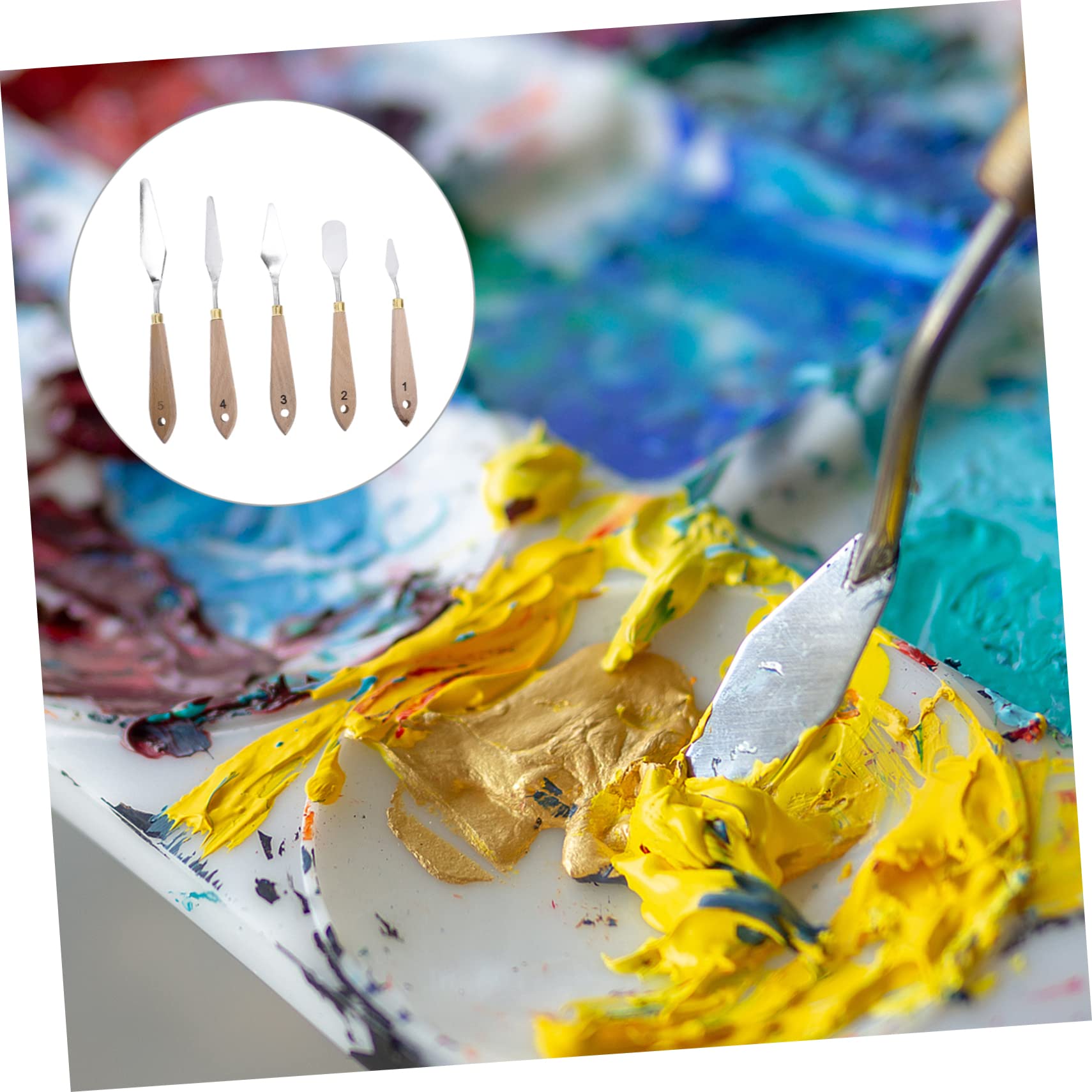 TOPPERFUN Rtists' Essential: 10-piece Wooden Handle Painting Knives Mixing Scrapers for Pigment Stirring