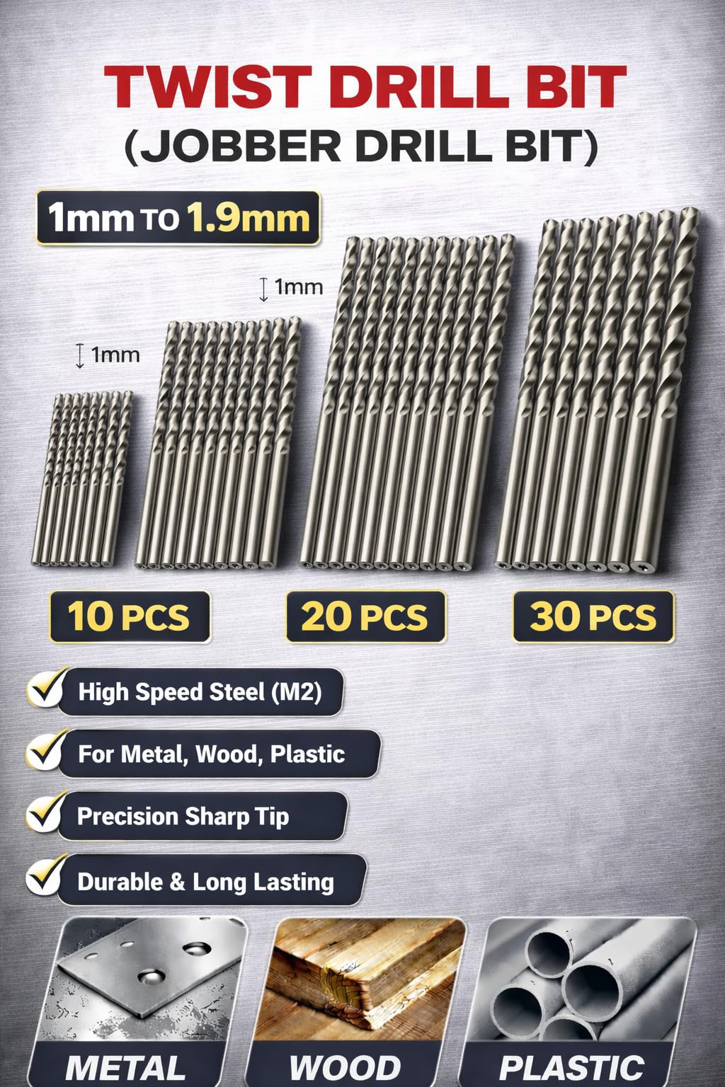 HSS Drill Bit Set - 30 Pieces, 1.5mm -8 HSS Drill Bit Set - 30 Pieces, 1.5mm -8