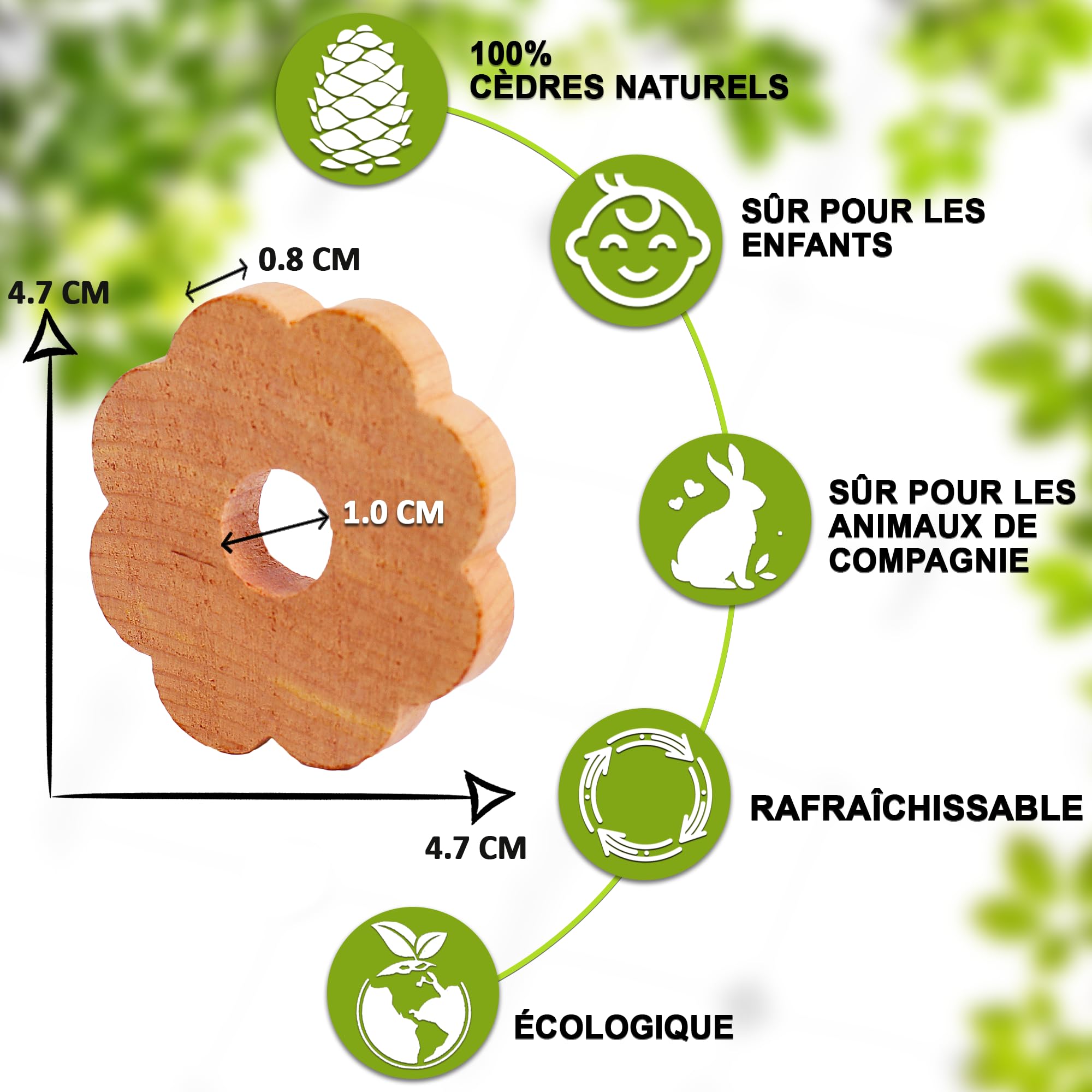 Anti Mites Textiles Pack de 50 Anneaux pour Vêtements avec Huile de Cèdre 4,5 ml
