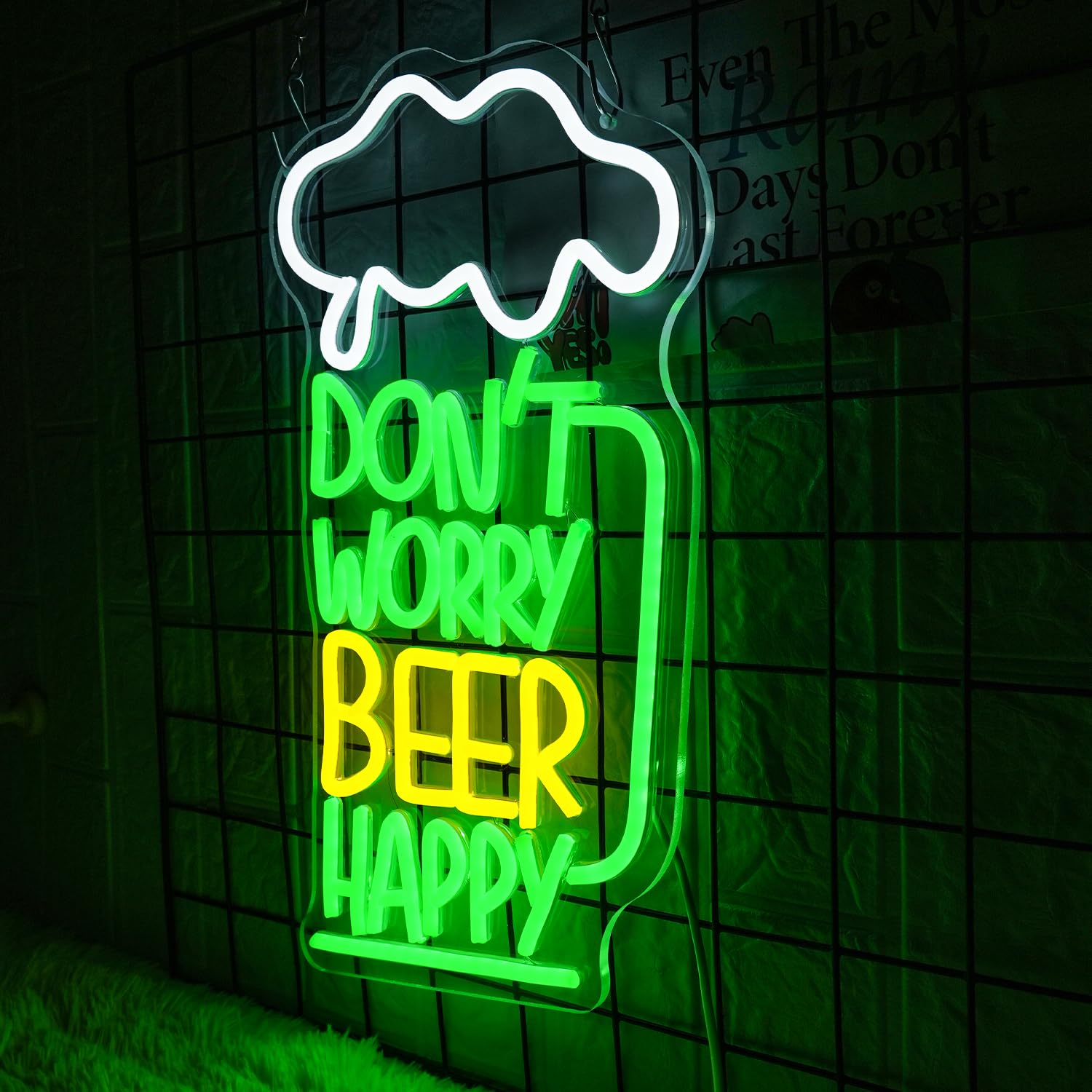 Don't Worry Beer Happy neonowy znak do dekoracji ścian