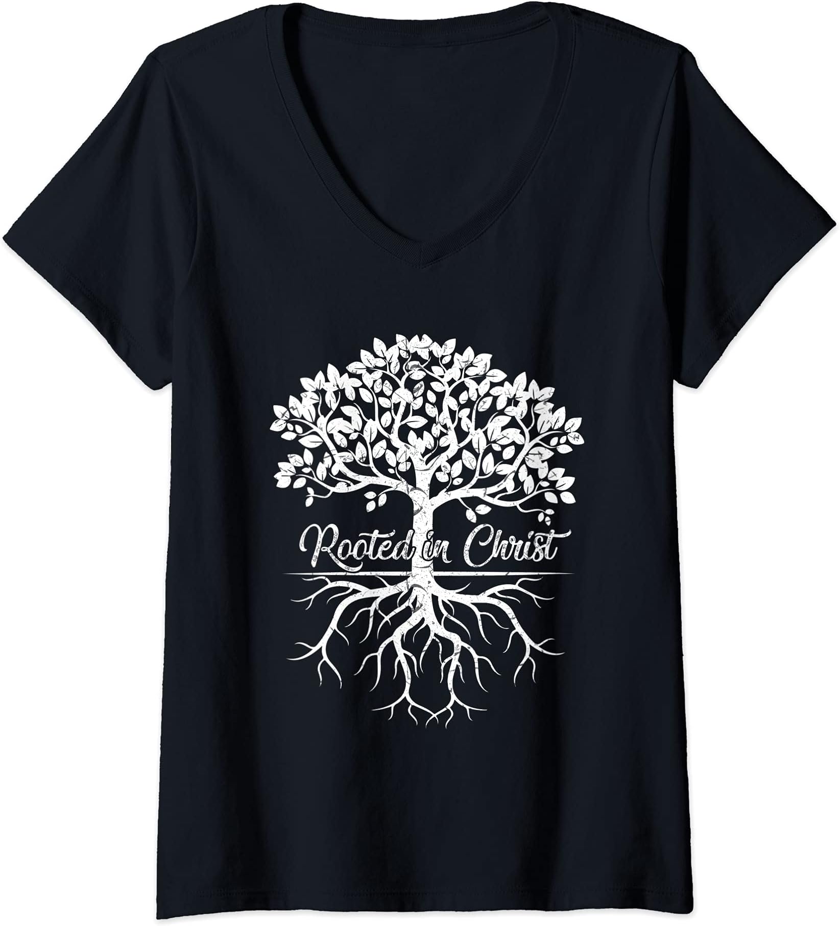 Christian Faith Shirt Bible Verse Gift Christ MenWomens Cool Rooted in Christ Shirt Christian Faith Gift Bible Verse V-Neck T-Shirt