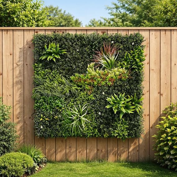 Artificial Living Wall Panels 1m x 1m - Artificial Grass Wall Panels - Garden Screening & Indoor Outdoor Plant Wall for Garden Privacy & Flower Wall Panel - (Classic Green)