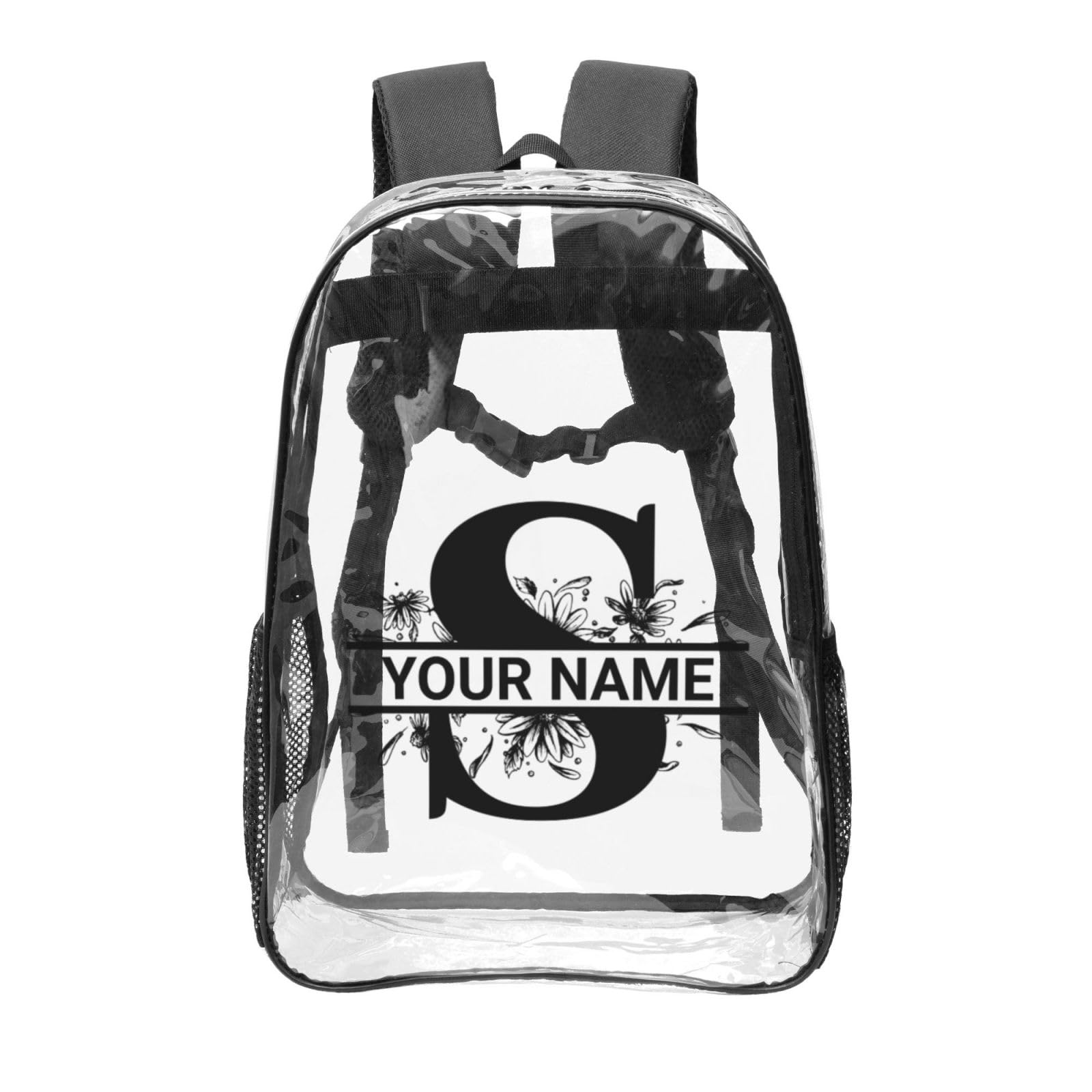 Midkepf Personalized Clear Backpack for Women Men, Custom Transparent Backpacks with Name Text Photo, PVC Adjustable See Through Bag Suitable for