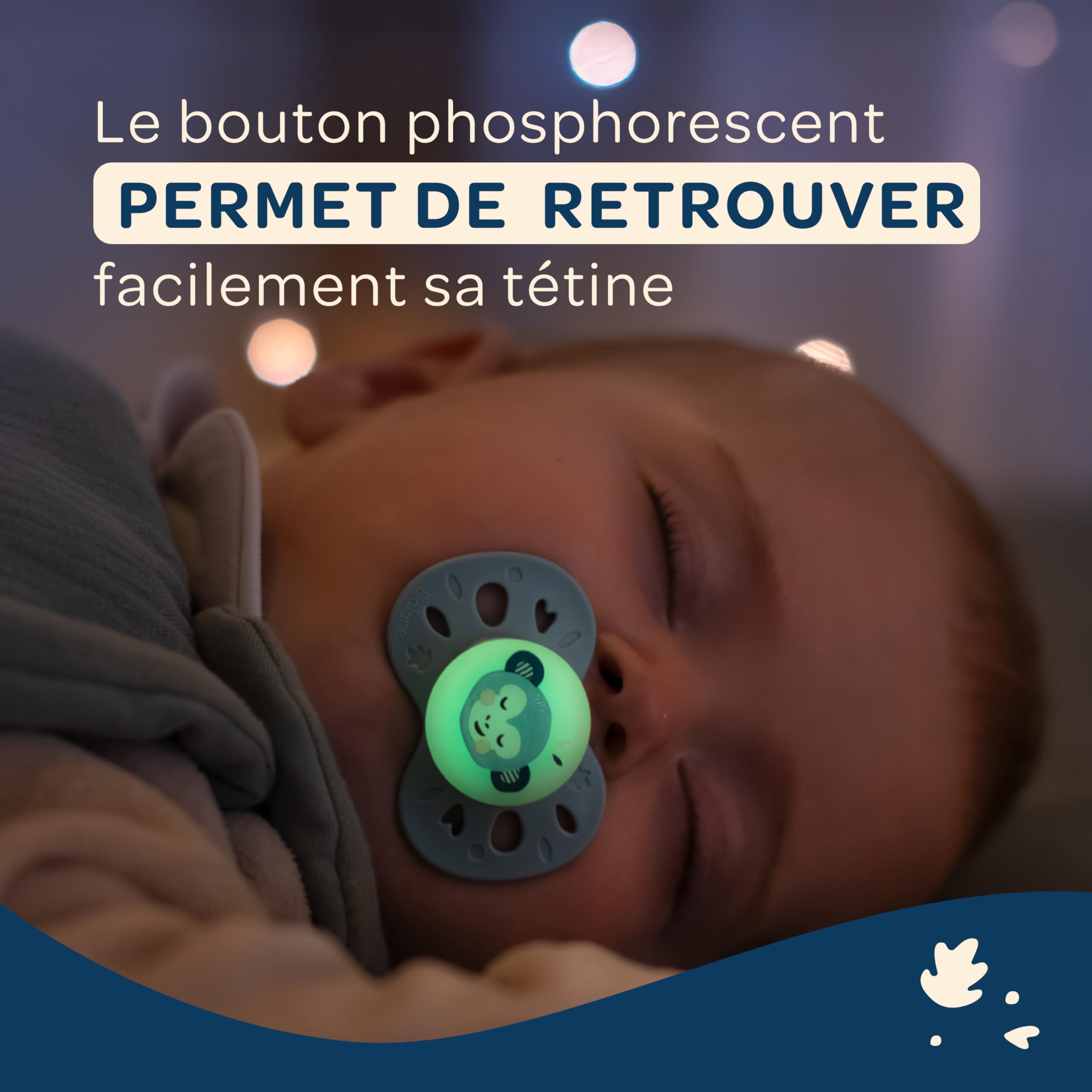 Image secondaire de Sucettes de Nuit Phosphorescentes Biolane - Lot de 2 Tétines Anatomiques 18 Mois et Plus