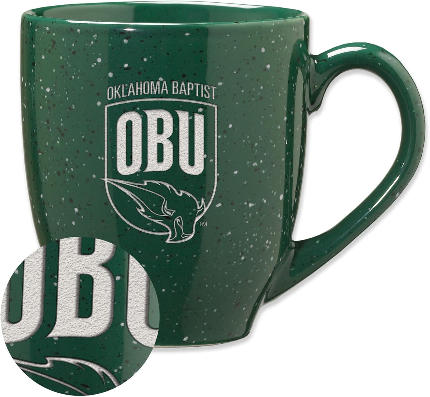 Rico Industries NCAA 16 oz Team Color Laser Engraved Speckled Ceramic Coffee Mug (N & O Schools)