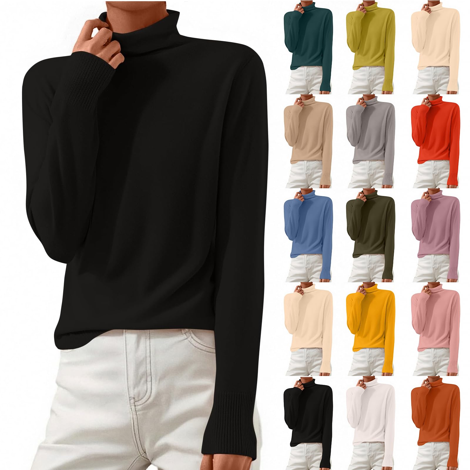 Cashmere Sweaters for Women Turtleneck Long Sleeve Pullover Casual Knitted Pullover Warm Cozy Tops Winter Clothes