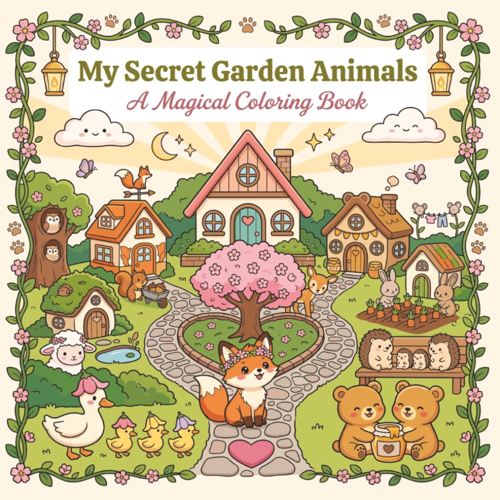 My Secret Garden Animals: 40 Adorable Coloring Pages — Baby Ducklings, Lambs, Bear Cubs, Deer Fawns & Whimsical Secret Garden Animal Village Scenes ... 8 (The Secret Garden Coloring Book Series)