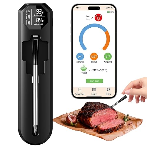 BlueSwan Termómetro digital inalámbrico inteligente Bluetooth para carne de 820 pies, termómetro de alimentos con aplicación para parrilla,