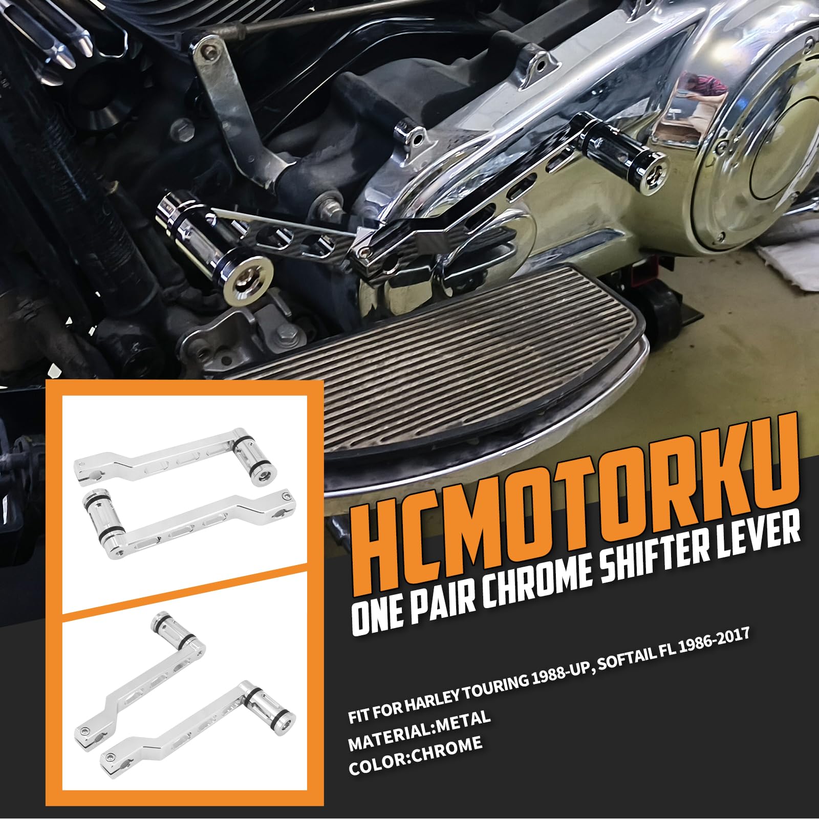 Hokuotolite Leviers De Changement De Vitesse Avant & Arrière + Chevilles En Aluminium Noir – Compatible Harley Softail, Touring, Road King, Street Glide 1986-2023