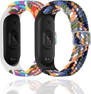 Correa de reloj de nailon para Mi Band 7/6/5/4/3 pulsera de tela elástica trenzada de nailon suave pulseras deportivas elasticidad correa de reloj expandible transpirable para Mi Band 7/6/5/4/3