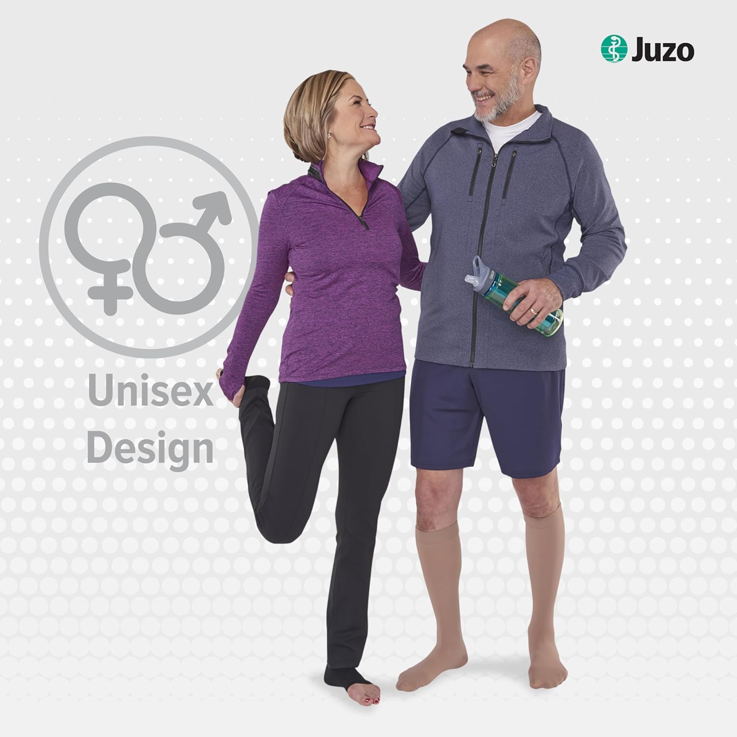 Juzo Dynamic Varin 3512 Knee-High 30-40mmhg Open Toe Stocking with Silicone Top Band, Short