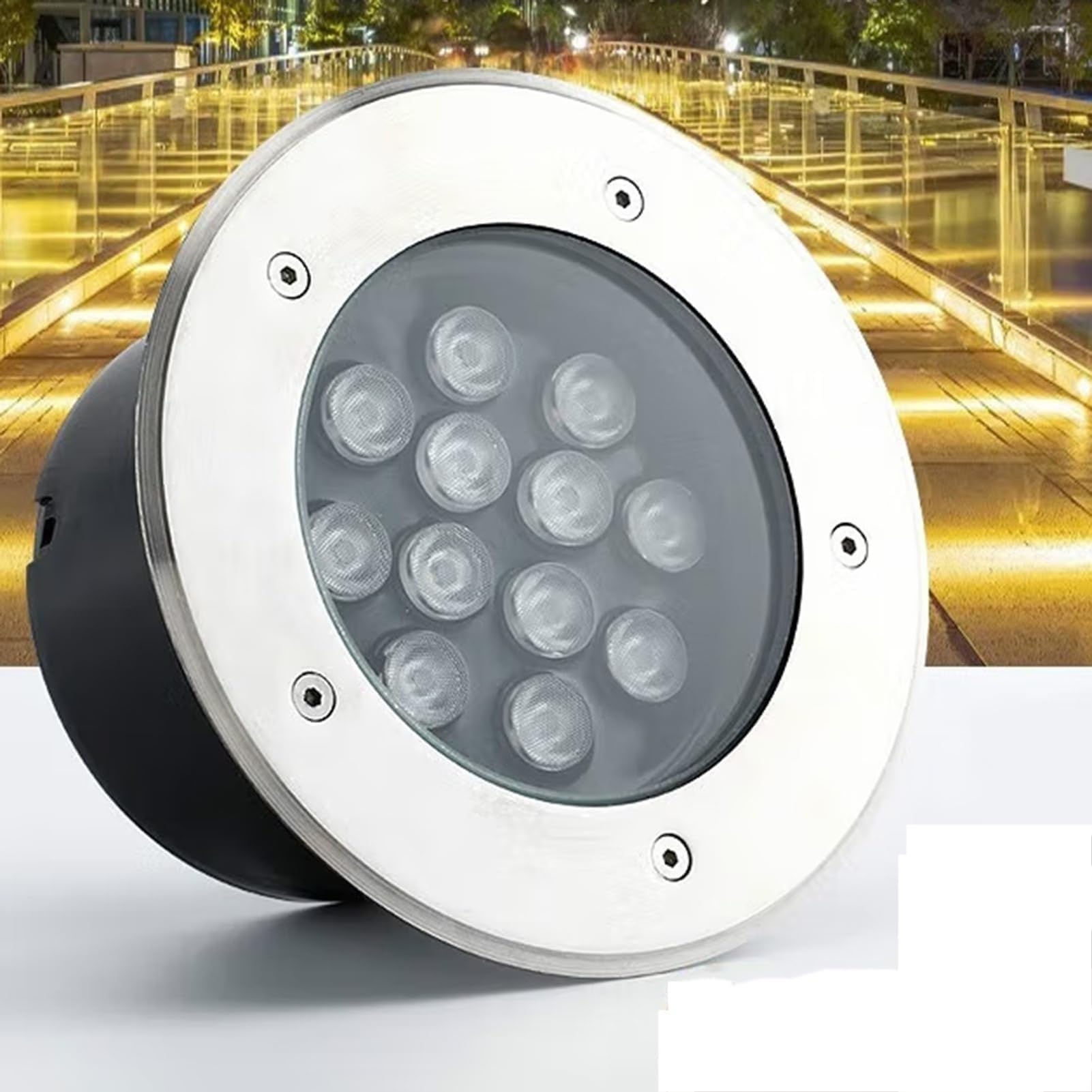 Lampe de Jardin LED 24 W - Projecteurs extérieurs étanches IP67 pour l'éclairage de Jardin et de Cour, Conception encastrée pour l'éclairage de Chantiers et d'allées