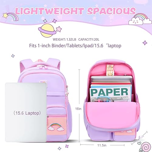 Miniatura 5 de BYXEPA Mochila para niñas, mochilas escolares Kawaii para niños con bonitos accesorios de pin para niñas, Melocotón, Mochilas de mochila