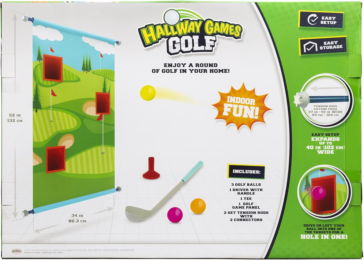 Maui Toys Hallway Games Golf Indoor Fun! 3 Hole Golf Course with 3 Golf Balls , Green : Toys & Games