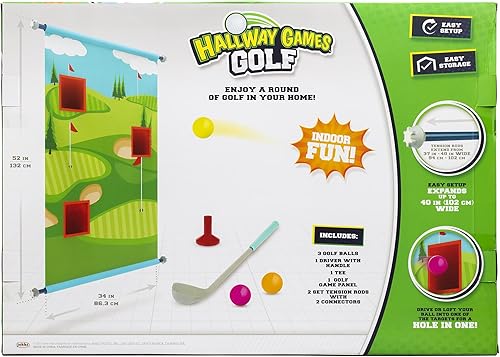 Miniatura 6 de Maui Toys ¡Juegos de pasillo interior de golf! Divertido campo de golf de 3 hoyos con 3 pelotas de golf, 1 conductor y 1 camiseta