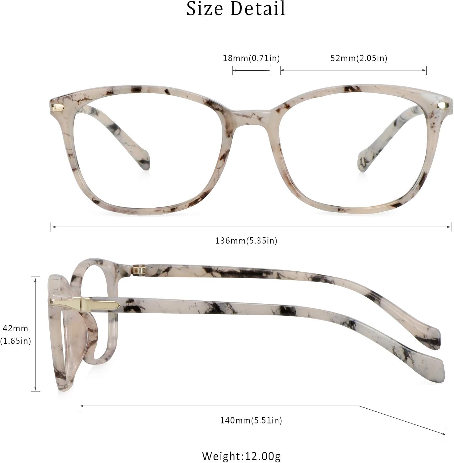 LifeArt Blue Light Blocking Glasses, Anti Eyestrain, Computer Reading Glasses, Gaming Glasses, TV Glasses for Women Men (Marble, 0.25 Magnification)